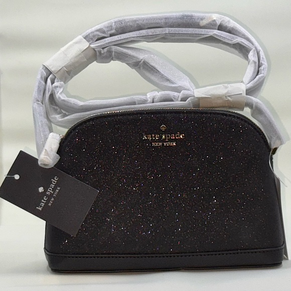 kate spade Handbags - Kate Spade Black Glitter Tinsel Dome Shoulder Crossbody Purse Bag NWT